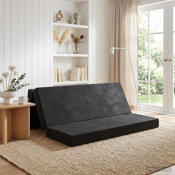 vidaXL Skladacia pohovka na spaní 200 x 67 x 45 cm Čierna