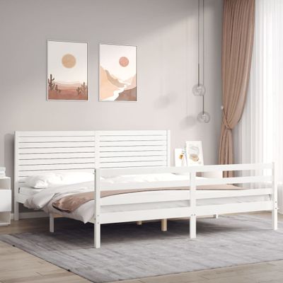 vidaXL Posteľný rám s čelom biely 200x200 cm masívne drevo