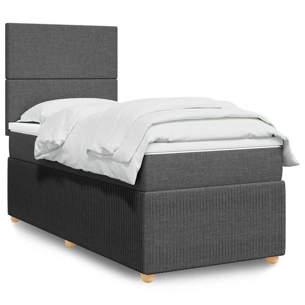 vidaXL Posteľný rám boxsping s matracom tmavosivý 80x200 cm látka