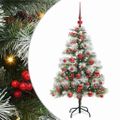 vidaXL Umelý vianočný stromček Zelená a biela 120 cm PVC, kov a plast