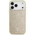 Puzdro Guess Glitter Triangle Logo MagSafe pre iPhone 17 Pro Max zlatá