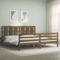 vidaXL Posteľný rám s čelom medovo-hnedý 200x200 cm masívne drevo