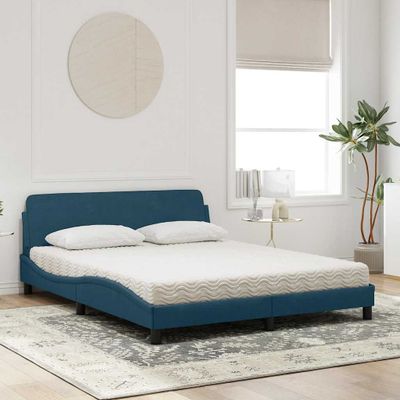 vidaXL Posteľ s matracom Dover modrý 160x200 cm zamat