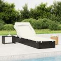 vidaXL Lehátko so skladacou strechou čierne 213x63x97cm polyratan