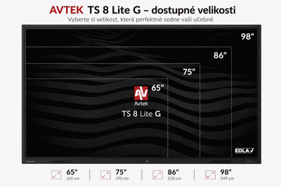AVTEK TS 8 Lite G 86, interaktívny dotykový displej 86'', 4K, 8GB/128GB, EDLA, Android 14