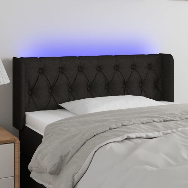 vidaXL Čelo postele s LED čierne 93x16x78/88 cm látka