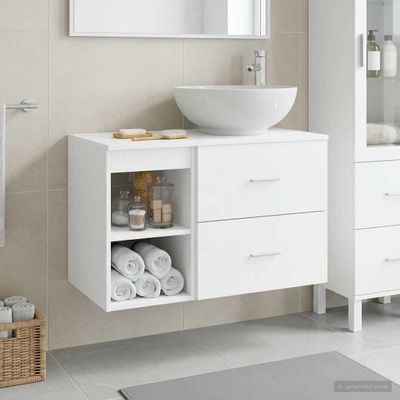 vidaXL Sada kúpeľňového nábytku 2 pcs Biela Kompozitné drevo