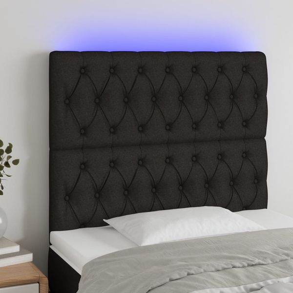 vidaXL Čelo postele s LED čierne 100x7x118/128 cm látka