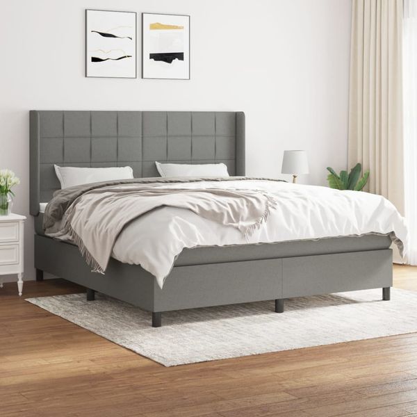 vidaXL Boxspring posteľ s matracom tmavosivá 180x200 cm látka