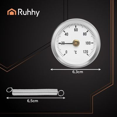 Teplomer bimetalový príložný Ruhhy 26557, 63mm Teploměr bimetalový příložný Ruhhy 26557, 63mm