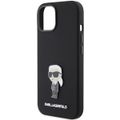 Puzdro Karl Lagerfeld pre iPhone 15 6,1" KLHCP15SSMHKNPK čierne HC SILIKÓN IKONIK METAL PIN