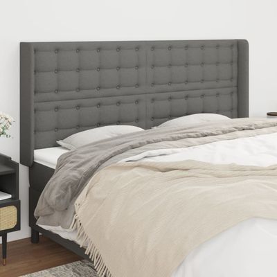 vidaXL Čelo postele so záhybmi tmavosivé 163x16x118/128 cm látka
