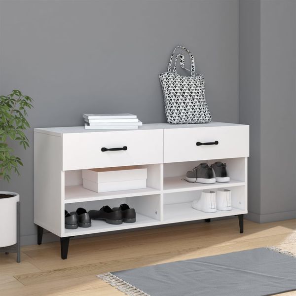 vidaXL Botník biely 102x35x55 cm spracované drevo