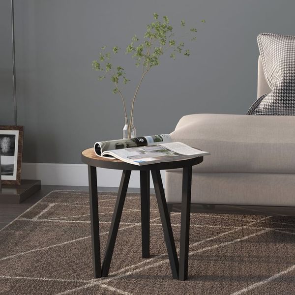 vidaXL Čajový stolík čierne a žlté  Ø35 cm MDF