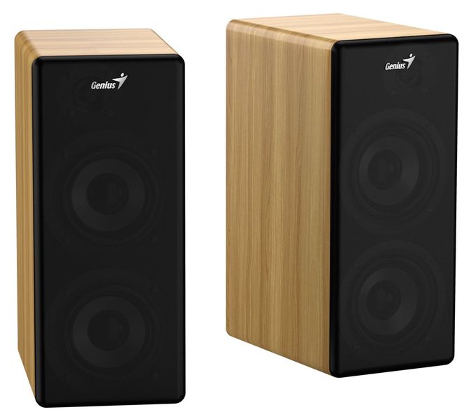GENIUS repro SP-HF1220BT/ 2.0/ 45W/ Bluetooth/ dřevěné/ barva dřevo borovice Reproduktory, 2.0, 45W, 3,5mm jack, Bluetooth, drevené, regulace basu a výšek, sluchátkový výstup, hnedo-cerné