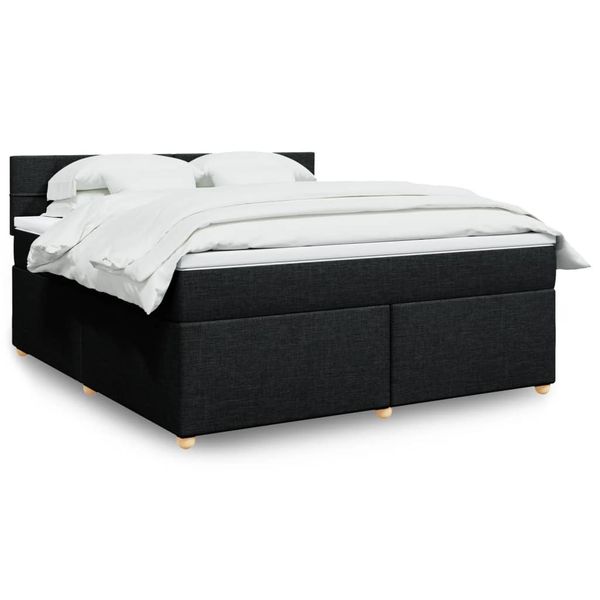 vidaXL Posteľný rám boxspring s matracom čierny 180x200 cm látka