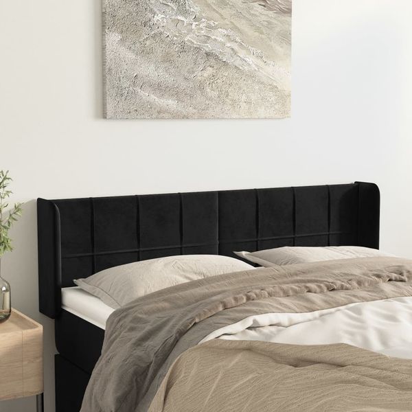 vidaXL Čelo postele so záhybmi čierne 147x16x78/88 cm zamat