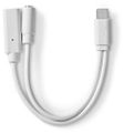 NEDIS USB-C adaptér/ USB-C zástrčka - USB-C zásuvka / 3,5 mm jack zásuvka/ biely/ blistr/ 10 cm Redukcia, USB-C zástrčka, 3,5mm jack zásuvka, USB-C zásuvka, 10cm, biela