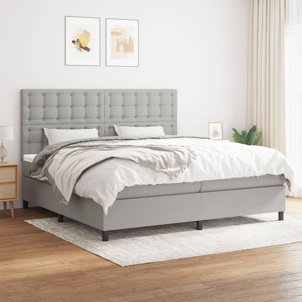 vidaXL Posteľný rám boxsping s matracom bledosivý 200x200 cm látka