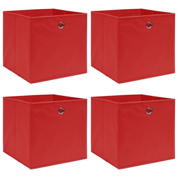 vidaXL Úložné boxy 4 ks, červené 32x32x32 cm, látka