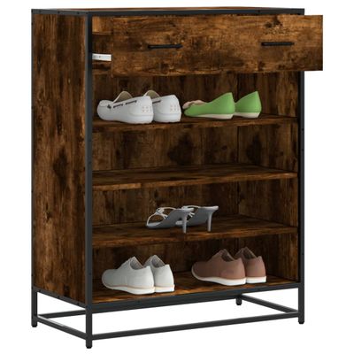 vidaXL Skrinka na topánky, tmavý dub 75x38x97,5cm kompozitné drevo+kov