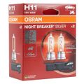 Halogénová žiarovka Osram H11 12V 55W PGJ19-2 NIGHT BREAKER SILVER+100% / 2ks