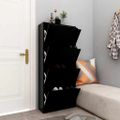 vidaXL Botník so 4 dvierkami čierny 59x24x136 cm drevotrieska