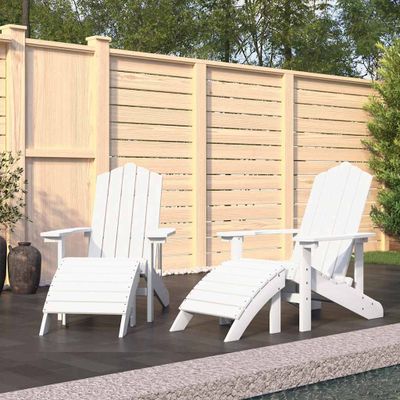 vidaXL Záhradné stoličky s podnožkami Adirondack 2 ks HDPE biele