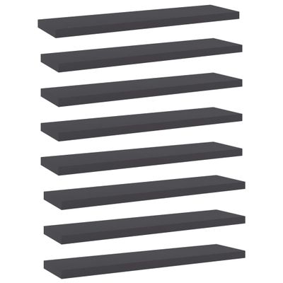 vidaXL Prídavné police 8 ks, sivé 40x10x1,5 cm, drevotrieska