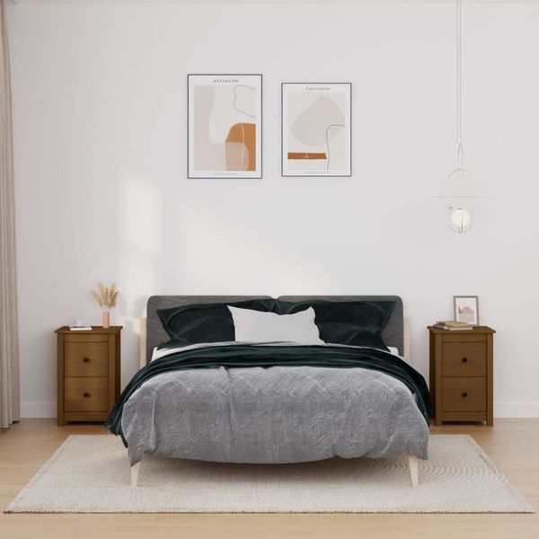 vidaXL Nočné stolíky 2 ks medovohnedé 40x35x61,5 cm borovicový masív