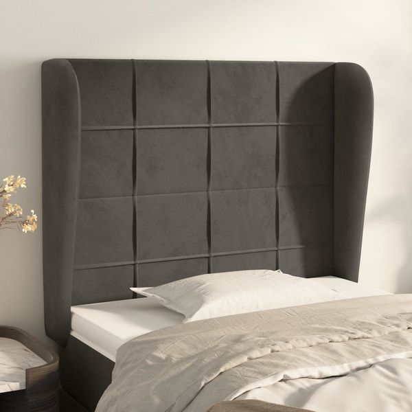 vidaXL Čelo postele so záhybmi tmavosivé 93 x 23 x 118/128 cm zamat