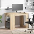 vidaXL Stolík so zásuvkou a policou čierny dub sonoma 102x62x77,5 cm