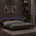 vidaXL Posteľný rám s čelom a LED hnedý dub 200x200 cm