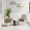 vidaXL Záhradný bistro set 3 ks Sivá polyratan