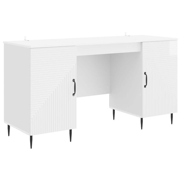 vidaXL Stôl Biela s vysokým leskom 142,5 x 50 x 75 cm Kompozitné drevo
