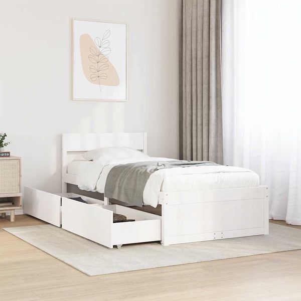 vidaXL Posteľ bez matraca biela 75x190 cm masívna borovica