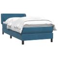 vidaXL Posteľný rám boxsping s matracom tmavomodrý 90x220 cm zamat