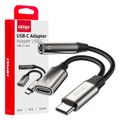 Adaptér USB-C rozdeľovací na USB-C + Mini-Jack 3,5mm 10cm AMiO-04295