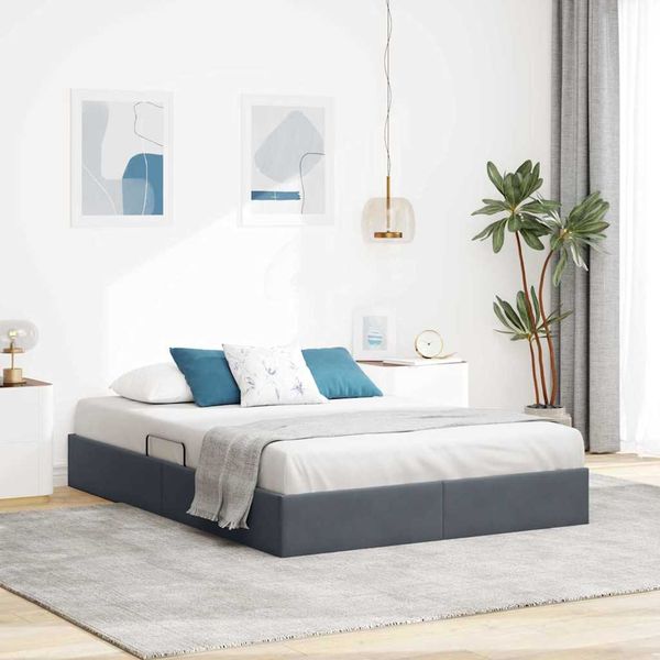 vidaXL Úložná posteľ s úložiskom Tmavosivá 137 x 190 cm Zamat