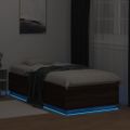 vidaXL Posteľný rám s LED svetlami hnedý dub 90x200 cm kompoz. drevo