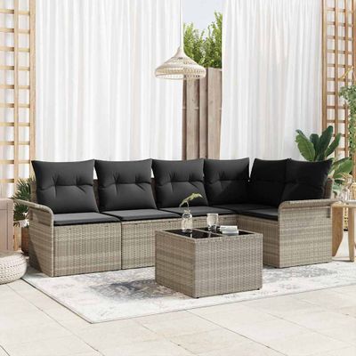 vidaXL Súprava záhradných pohoviek 6 pcs Svetlosivá Poly ratan