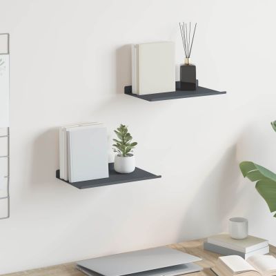 vidaXL Závesná polica Nástenný 2 pcs Antracit 30 x 18 x 2,5 cm Oceľ