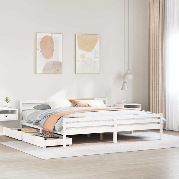 vidaXL Posteľ bez matraca biela 200x200 cm masívna borovica