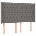 vidaXL Čelo postele s LED tmavosivé 163x16x118/128 cm látka