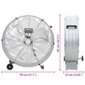 vidaXL Bubnový ventilátor s kolesom Strieborná 79 x 37 x 82 cm Hliník