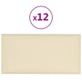vidaXL Nástenné panely 12 ks krémové 60x30 cm umelá koža 2,16 m²
