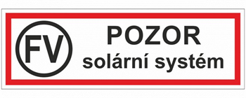 Nálepka "Pozor solárny systém" 15x5cm Nálepka "Pozor solární systém" 15x5cm
