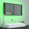 vidaXL LED kúpeľňová zrkadlová skrinka sivá 90x12x45 cm akryl