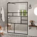 vidaXL Sprchová zástena s priehľadným ESG sklom 115x195 cm čierna