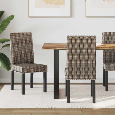 vidaXL Jedálenská stolička 2 pcs Kubu ratan a masívne mahagonové drevo